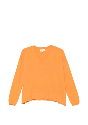 PSOPHIA V-neck side-slit cotton sweater - Orange