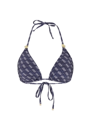 GUESS USA 4G logo-print triangle bikini top - Blue