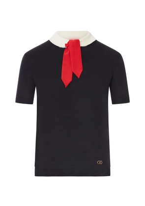 Valentino Garavani pussy-bow short-sleeved knitted T-shirt - Black