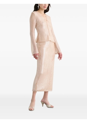 Toccin Zuri sequin-embellished flared-sleeve blouse - Neutrals