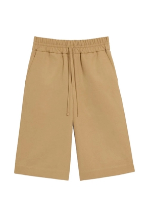 AMI Paris cotton and linen elasticated large bermuda shorts - Neutrals