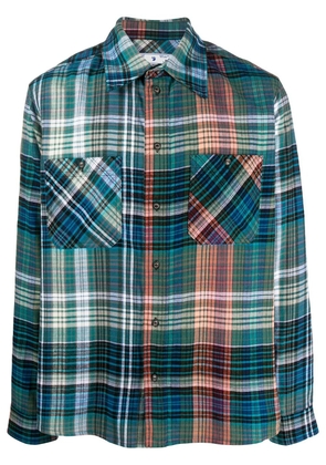 Off-White Stencil Arrows print plaid shirt - Blue