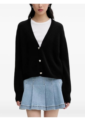 FROM FUTURE heart-button cardigan - Black