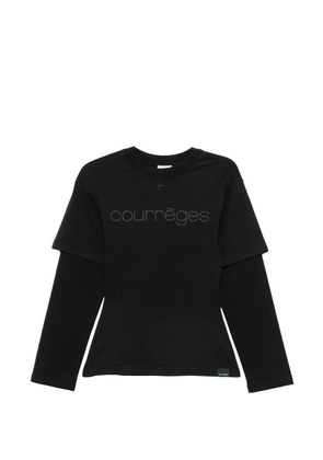 Courrèges logo-embroidered layered T-shirt - Grey