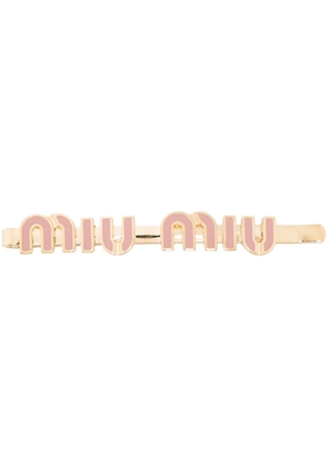 Miu Miu logo-lettering hairclip - Gold