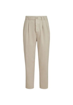 Brunello Cucinelli garment-dyed denim iconic fit five-pocket trousers with double pleats - Neutrals