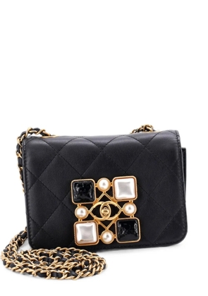 CHANEL Pre-Owned Resin and Pearl CC Full Flap Bag Quilted Calfskin Mini shoulder bag - Black