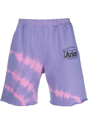 Aries tie dye-print track shorts - Purple