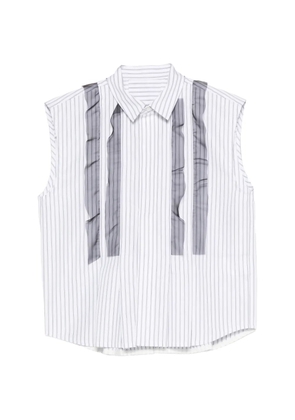 sacai ruffled striped shirt - White