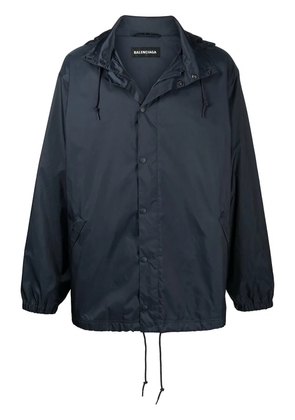 Balenciaga multi language logo rain jacket - Blue