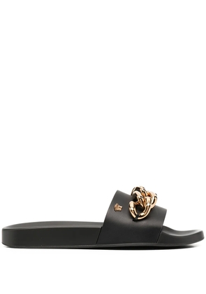 Versace chain-embellished Medusa slides - Black