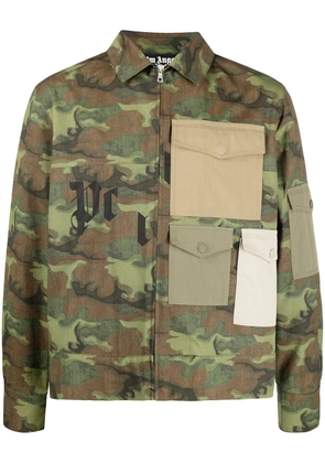 Palm Angels camouflage print pocket shirt - Green