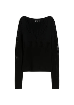 Sportmax fine-knit open-work sweater - Black