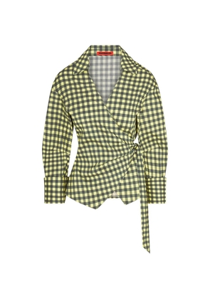 Simon Miller Anya gingham-print wrap blouse - Yellow