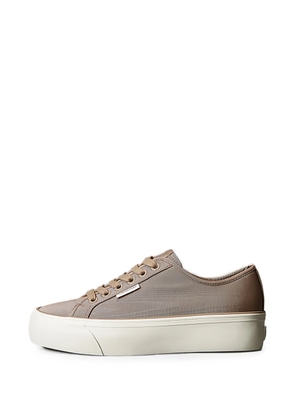 Calvin Klein Moiré Comfort logo-patch platform sneakers - Brown