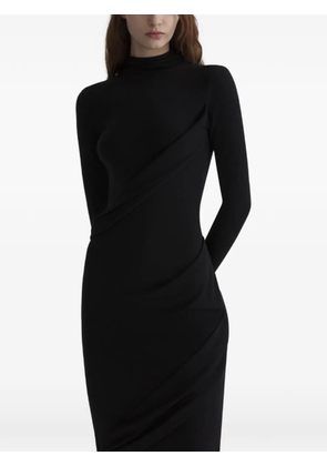 Mugler midi draped turtleneck dress - Black