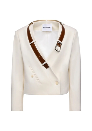 MEDEEA belt-detail cropped jacket - White