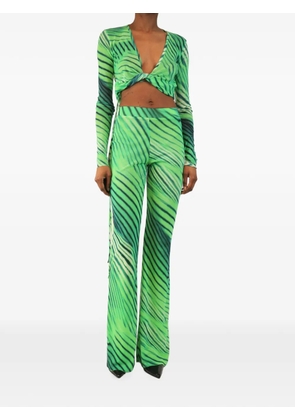 THE ANDAMANE twist-front mesh trousers and top set - Green