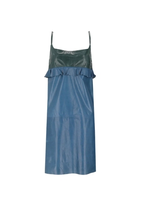 La-Rose ruffled leather midi dress - Blue
