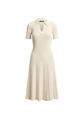 Lauren Ralph Lauren rib-knit short-sleeve midi dress - Neutrals