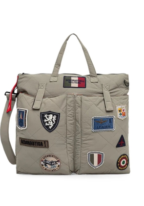 Aeronautica Militare patch-detail quilted tote bag - Grey