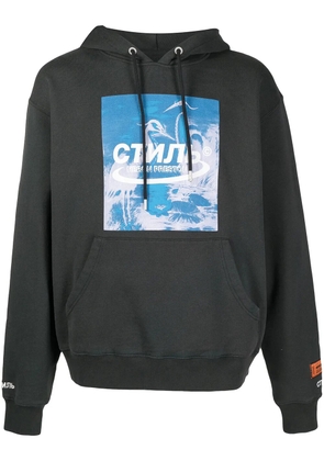 Heron Preston logo print drawstring hoodie - Black