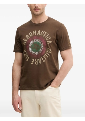 Aeronautica Militare graphic-print cotton T-shirt - Brown