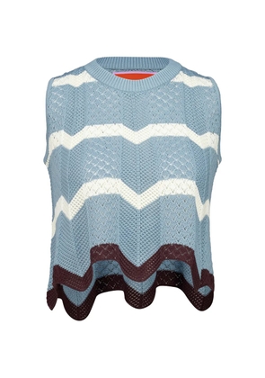 La DoubleJ chevron open-knit top - Blue