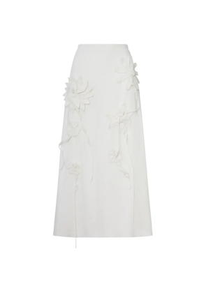 FARM Rio floral-appliqué A-line midi skirt - White
