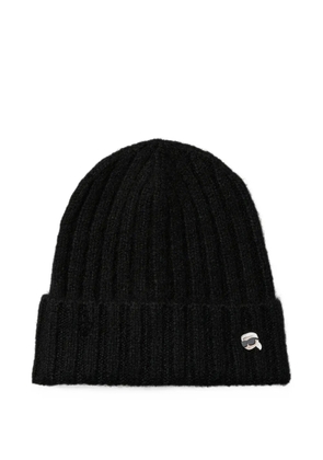 Karl Lagerfeld Ikon pin beanie hat - Black