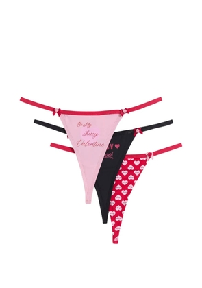 Juicy Couture heart-print bow-detail thongs (set of three) - Pink