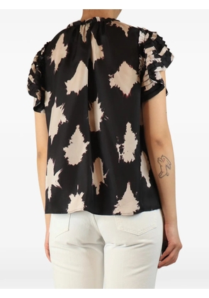 Ulla Johnson ruffle-sleeve printed top - Black