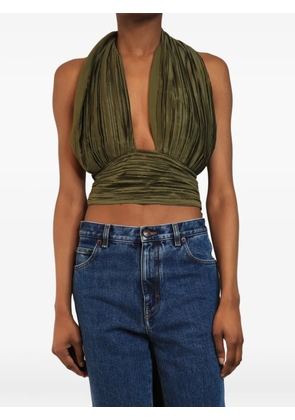 Cult Gaia pleated sleeveless halter-neck blouse - Green