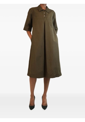 Margaret Howell pleated twill midi dress - Brown