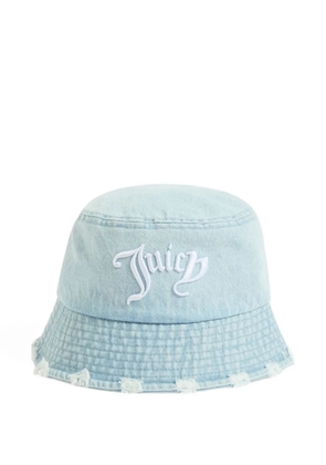 Juicy Couture logo-embroidered frayed bucket hat - Blue