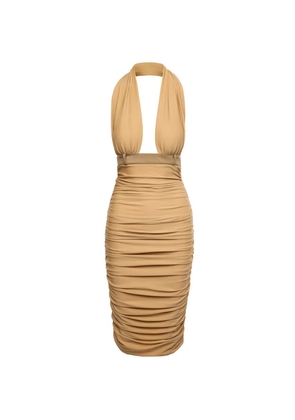 MEDEEA ruched halterneck midi dress - Neutrals