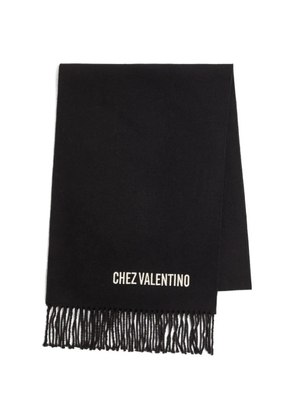 Valentino Garavani wool scarf with VLogo embroidery - Black