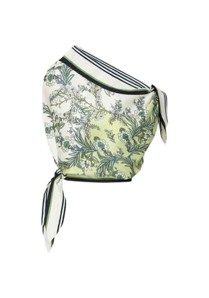 Veronica Beard Tari floral-print one-shoulder top - Green