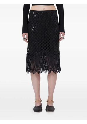 Max Mara sequin-embellished open-knit skirt - Black