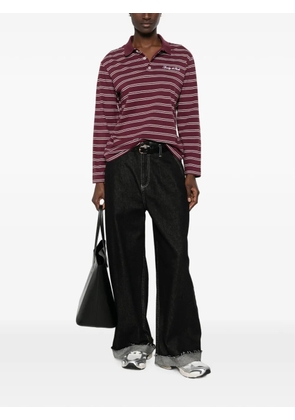 Sporty & Rich Signature logo striped long-sleeve polo shirt - Red