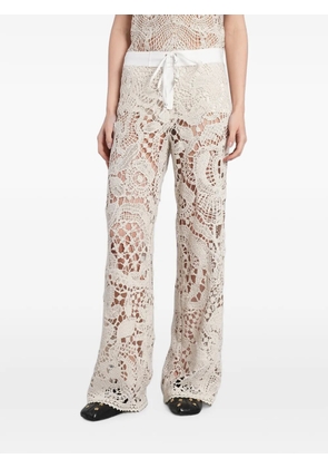 SIEDRES crochet-knit drawstring trousers - Neutrals