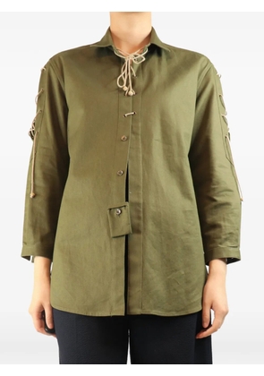 Saint Laurent Pre-Owned lace-up cotton shirt - Green