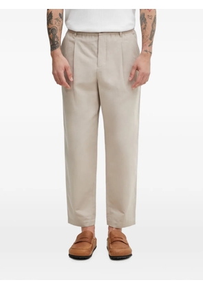 Maison Kitsuné pleated logo-embroidered trousers - Neutrals