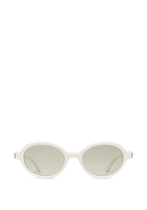Furla round-frame logo-engraved sunglasses - White