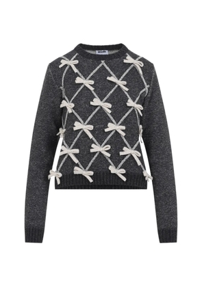 Moschino bow-embellished argyle sweater - Grey