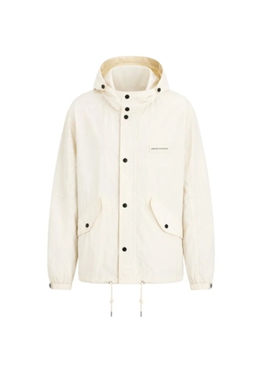 Armani Exchange logo-patch crinkled parka - Neutrals