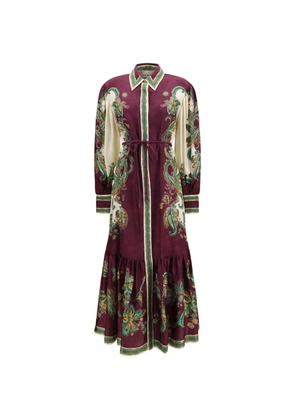 ALEMAIS Ruthie flower-motif silk-blend maxi shirt dress - Purple