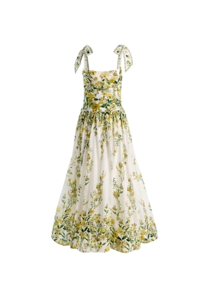 alice + olivia Haven floral-print lace-trim maxi dress - White