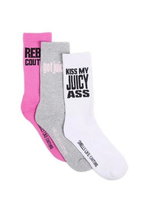 Juicy Couture slogan ribbed-knit socks (set of three) - Pink