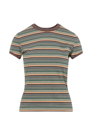 Marni striped embroidered-logo T-shirt - Green